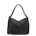 Large charcoal grey tote bag featuring vertical stripes and a black bow pattern - Bow