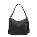 Large capacity dark grey tote bag with small heart patterns and silver bow metallic accent - Heart
