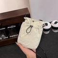 Beige lightweight nylon crossbody phone bag with drawstring closure for women - Off White