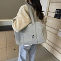 Large gray portable travel bag with side pockets and front zipper for sports and gym - Gray