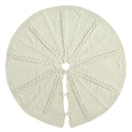 Witte kabelgebreide kerstboonrok met decoratieve strikken en ronde geweven textuur - Diameter 122CM