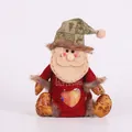 Detail of Santa plush gift bag with heart window and Christmas embroidery - Santa Claus