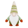 Gnomo della foresta verde in peluche con cappello lavorato a maglia e barba bianca - Jacquard a Strisce / Cappello a righe