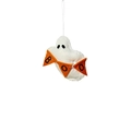 Plush white felt ghost ornament with orange BOO banner for Halloween decor - Ghost Style