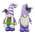 Lavendel-Zwerge Plüschpuppen-Set mit lila gestreiften Hüten und Herz-Details - Paar Stil
