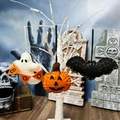 Plush Halloween hanging set featuring white ghost, orange pumpkin, and black bat charms - Ghost Pumpkin Bat Group