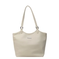Sac fourre-tout minimaliste en cuir blanc cassé avec détails argentés sur fond blanc - Blanc