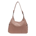 Pink pebbled leather Boston shoulder bag with side zippers for daily commuting - Pink