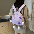 Light purple cartoon backpack with cute plush limbs and smiley face embroidery - Purple