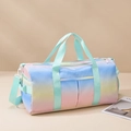 Bolso de viaje grande degradado macaron de nailon impermeable rosa amarillo y azul - Verde