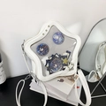 Borsa bianca a forma di stella con finestra trasparente e finiture in metallo argento - Bianco