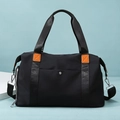 Grande borsa da viaggio Oxford nera con cuciture arancioni e tracolla regolabile nera - Nero Versatile