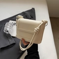 Borsa a tracolla vintage bianco crema plissettata con elegante nodo sulla tracolla - Bianco Sporco