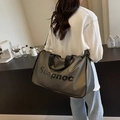 Sac de voyage en nylon imperméable gris foncé à grande capacité avec logo Suepnoc - Gris