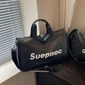 Sac de voyage noir grande capacité avec lettrage Suepnoc et bandoulière réglable - Noir
