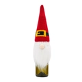 Funda navideña para botella de vino con gorro de punto rojo y barba blanca - Diseño de Cinturón