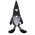 Gray gnome plush toy featuring black knitted heart hat and long legs for home decor - Grey Male