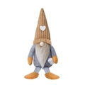 Brown knitted gnome plush with white heart hat and long legs for coffee bar decor - Beard Style / Yellow Male Style