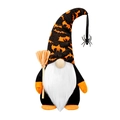 Halloween-Gnom mit orangefarbenem Fledermaushut, Spinne und Mini-Strohbesen - Orange Bat Style (Female)