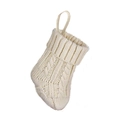 Calza di Natale classica in maglia a trecce bianco crema per decorazione festiva - Bianco Sporco