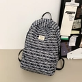 Grande zaino scolastico in tela nera con stampa Love of god e toppa decorativa vintage - Nero