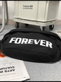 Urban black nylon chest bag with white FOREVER text print for street style fashion - Black With Pendant