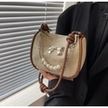 Beige handbag with silver bow, pearl chain and brown leather knot strap - Off-white