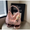 Borsa a tracolla rosa plissettata con ricami e ciondolo a forma di cono gelato - Con Ciondolo / Rosa con ciondolo
