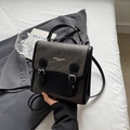 Chic two-tone gray and black college style crossbody backpack for stylish women - Dark Tea Brown (No Charm)