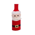 Detail of Christmas Santa knitted wine bottle cover with white beard and gold buckle belt - Santa Claus Style