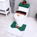 Detailed view of snowman Christmas toilet cover set with 3D carrot nose and bow tie - Snowman Style / Green