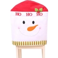 Sneeuwpop kerststoelhoes met rode hoed en feestelijke HO HO HO print voor vakantie decor - Sneeuwpop