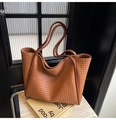 Brown woven tote bag with a high-end vintage aesthetic and large capacity design - Brown