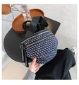 Blue geometric camo sling bag with wide strap and double zippers for casual style - Geometric Pattern Style / Blue