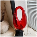 Schicke transparente rote Acryl Abendtasche mit ovalem Griff und goldener Kette - Rot
