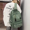 Minimalist forest green high capacity backpack with reflective safety strips for students - Green