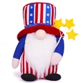 Gnome patriotique américain avec chapeau drapeau tenant des étoiles pour le 4 juillet - Gnome Étoile Jour de l'Indépendance / Rayé