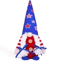 Gnome patriotique du 4 juillet en peluche avec motif étoiles et rayures décoratif - Style Femme