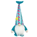 Summer ocean themed mermaid gnome plush with blue fish tail hat and yellow starfish detail - Blue Male Style (ML-J533A)