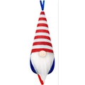 Patriotic Independence Day gnome hanging ornament with red white stripes and blue ribbon - Style 5 / 16.5*8.88cm