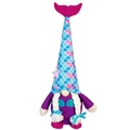Mermaid gnome plush with purple starfish hat, pink fish tail and long white braids - Purple Female Style (ML-J533B)