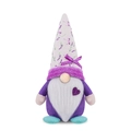 Lavendel-Zwerg aus Plüsch mit lila Herz und geblümter Mütze für Heimdekoration - Herrenstil