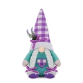 Poupée gnome lavande avec cœur violet et corps vert pour décoration de maison de printemps - Style Femme