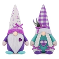 Plüsch-Lavendel-Gnome-Set mit lila Herzen und weißen Zöpfen im Landhausstil - Set