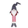 Gnomo di Natale in peluche a gambe lunghe con cappello grigio a righe e corpo rosso - Stile Maschile (Cappello Grigio)