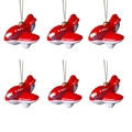 Set de 6 adornos navideños de avión rojo con detalles dorados y cuerdas para colgar - Avión de Dibujos Animados (Estilo 3) / Juego de 6