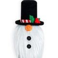 Christmas gnome wine bottle cover with black top hat and long white faux fur beard - Black Top Hat Style / 25.4cm / Black