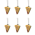 Set van zes kersentaart kerstboomhangers met geweven korst en handige ophangkoordjes - Taartpuntvorm (Stijl 5) / Set van 6
