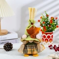 Fall Harvest gnome plush with maple leaf and plaid skirt for autumn home decor - Female (Braids Style)