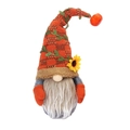 Gnome d'automne en peluche avec bonnet orange, tournesol et citrouille décorative - Mâle (Barbe)